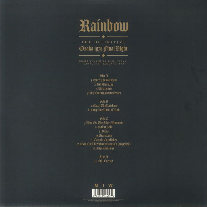 Rainbow -The Definitive Osaka 1978 Final Night [2LP] Limited Red Colored,  Gatefold (import)